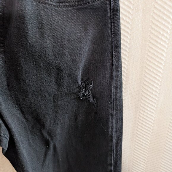 Levi's Wedgie Black Skinny High Rise Size 30 Distressed Raw Hem Denim Stretch - Picture 5 of 10